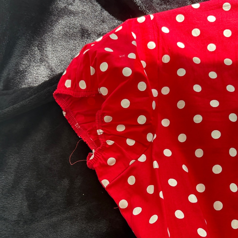 Sara Vibrant Red A-Line Skirt with Dots - Picture 5 of 10